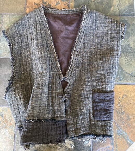 100% Cotton Double Sided Vest, OS, brown/khaki color - Picture 9 of 11